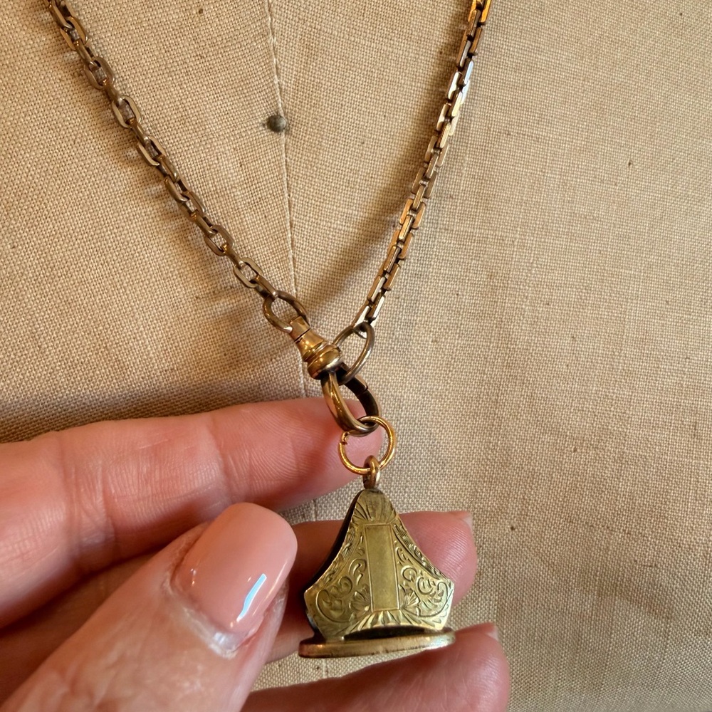Vintage Victorian Gold-filled Watchfob Pendant Necklace